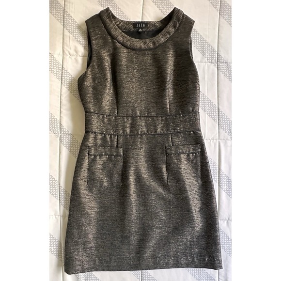 Joyous & Free Dresses & Skirts - JOYO Metallic Gold & Black Tweed Shift Dress Size 38 US 4/6Wool Blend Retro